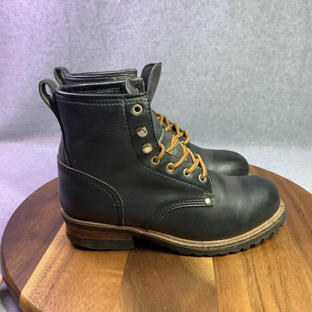 Rugged Outback Boots Mens Size 8.5‎ Black Combat Work Ankle Lace Up Lug Sole